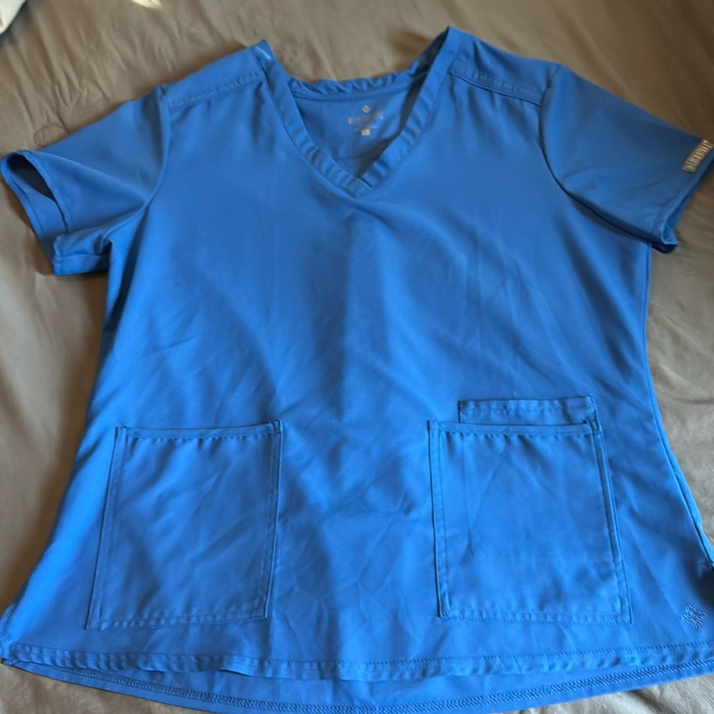 Medcouture royal blue scrubs L/P bottoms and Large top